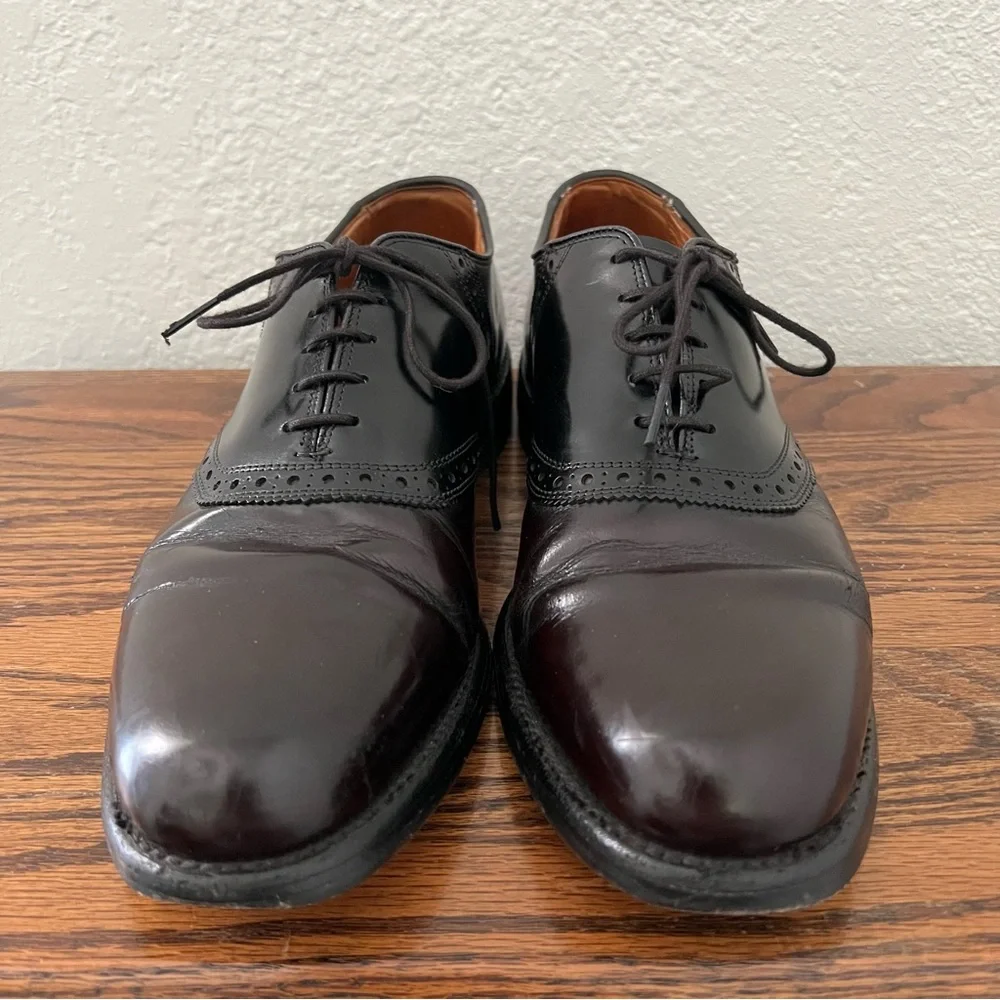 Allen Edmonds 8271 Burgundy Two Tone Shelton Saddle Oxford Size 10.5